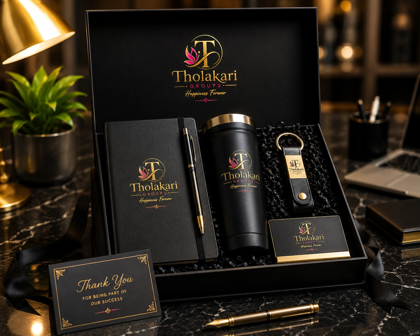 Executive corporate gift box with premium branded accessories