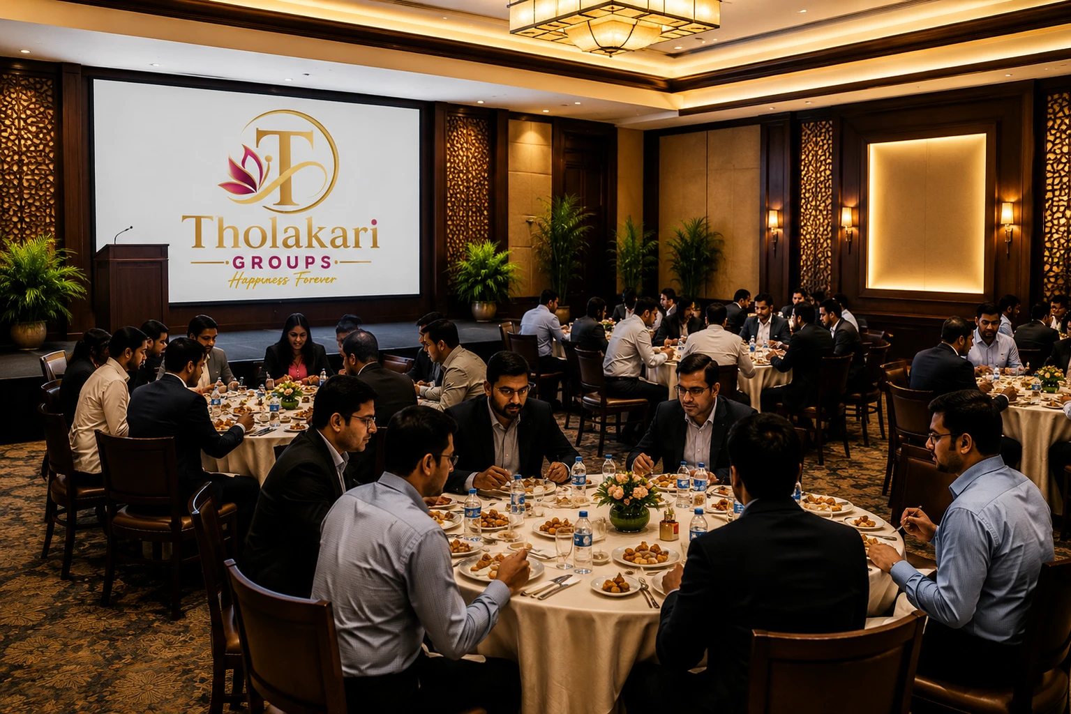 Corporate dining event catering setup